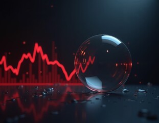 Financial market bubble concept and overvalued economy as a financial crisis as inflated equity prices finance risk to investors and speculative valuation with 3D render elements. crypto, forex	