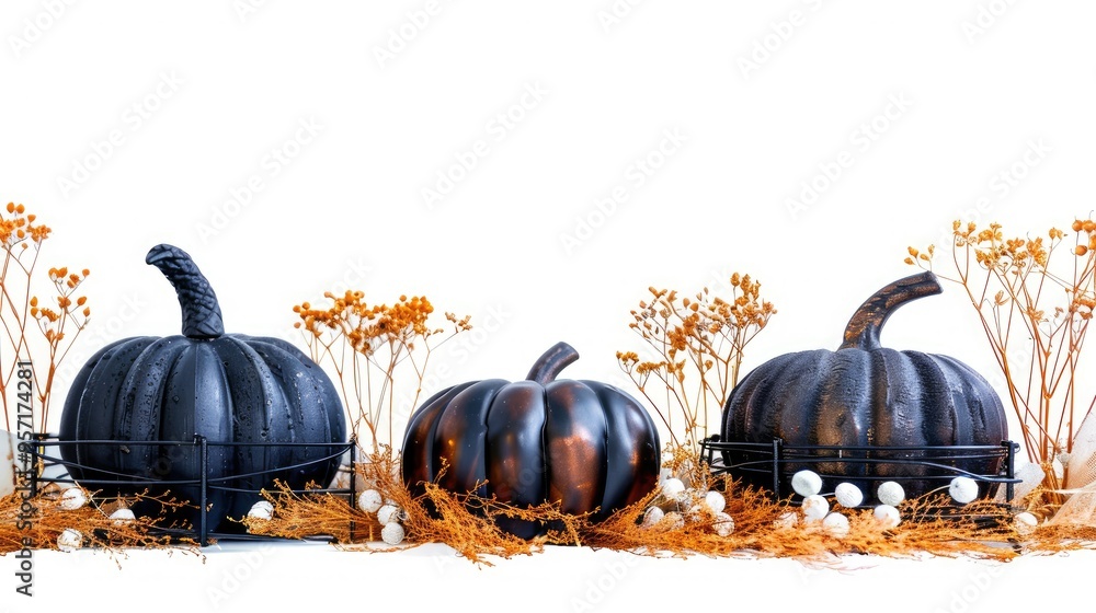 Wall mural a simple black metal pumpkin-shaped wire frame