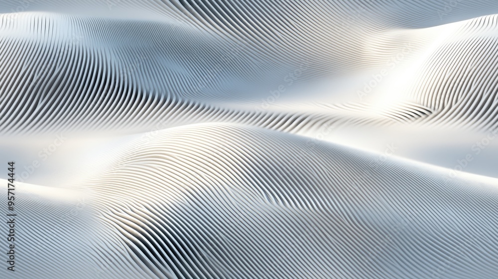 Poster a detailed abstract background featuring wavy patterns of light blue and white, representing future 