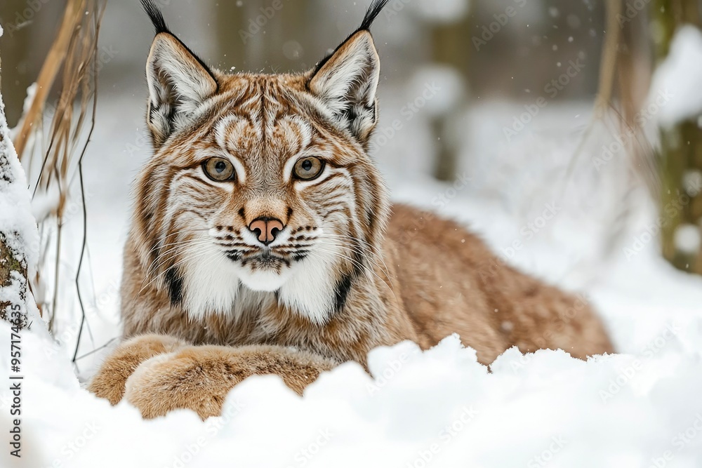 Sticker A Lynx Resting In The Snow