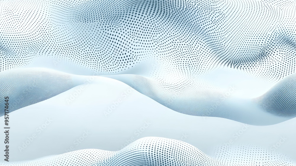 Poster a detailed abstract background featuring wavy patterns of light blue and white, representing future 