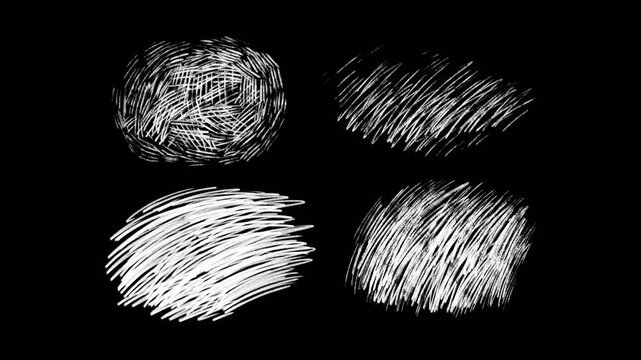 Sketch Doodle Wiggles and hatching: Hand-Drawn Scribble Animation Set, loop texture on  a transparent background