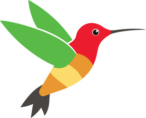 A colorful depiction of a hummingbird soaring freely in the sky capturing the beauty and speed of this tiny bird
