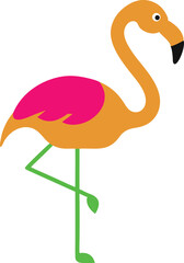 A playful flamingo cartoon vector showing off its long legs and curved neck perfect for fun and whimsical designs
