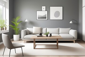 Japandi minimalist interior design in a modern living room.