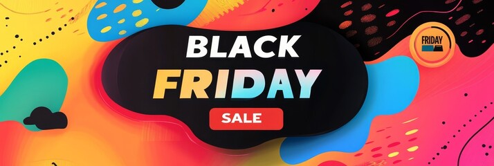 Vibrant Black Friday sale banner with bold colors and eye-catching discount graphics