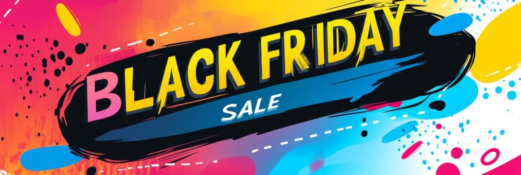 Eye-catching Black Friday sale banner featuring bold text on a vibrant, dynamic background