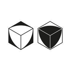 Geometric cube icons. Abstract 3D shapes. Black and white vector graphics. Minimalist design elements.
