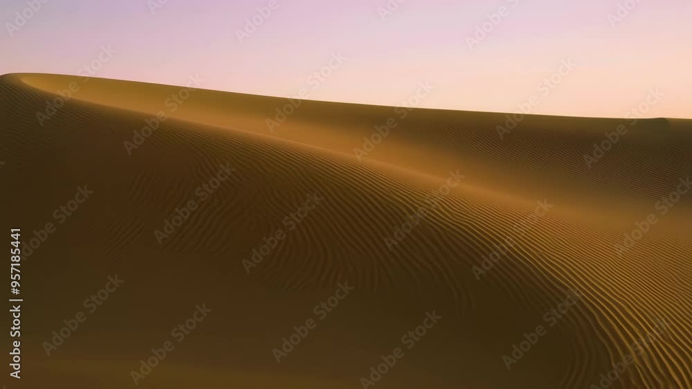 Aufkleber smooth, wind swept sand dunes create a mesmerizing pattern with a warm, inviting glow under a soft, 