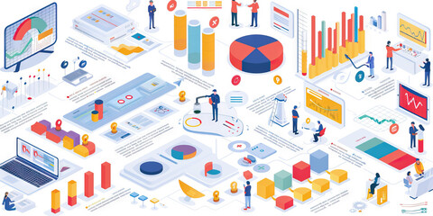 Industry Overview: An infographic of a specific industry, such as healthcare or technology, with colorful icons representing companies and their market share, conveying industry dynamics.