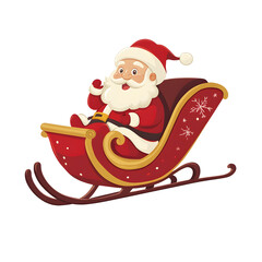 Illustration of Santa Claus on the sleigh. Christmas eve concept.