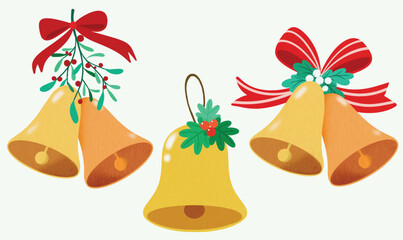 christmas bell mistletoe ornament