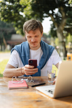 Man checking smartphone
