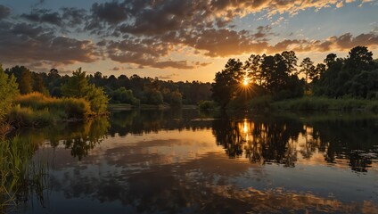 sunset over the lake