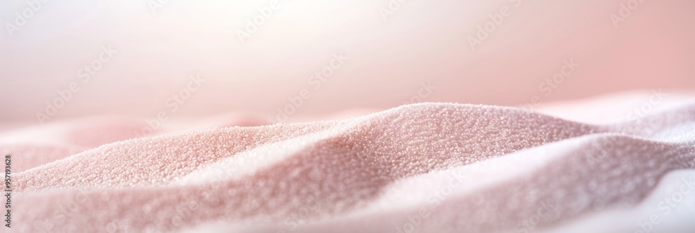 Poster tranquil minimalist desert at sunrise empty soft pink sandy surface with ethereal blur background
