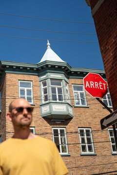 Quebec City ARRET street sign
