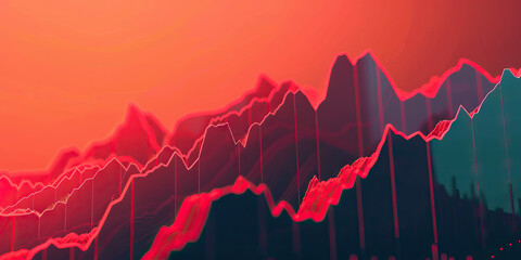 Financial Data Chart in Bold Red - A bold, colorful chart depicting financial data in red, conveying confidence and strength.