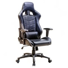 Black Leather Gaming Chair with Armrests and Wheels, Gaming Chair, Office Chair, Leather Chair