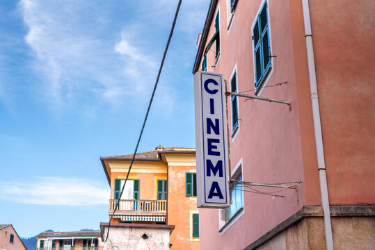Retro CINEMA sign on Italian building