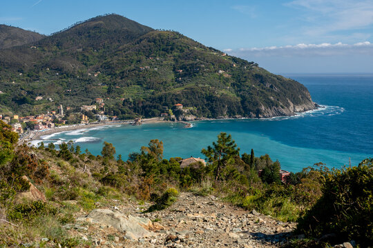 Cinque Terre view of the blue sea from the promontory
