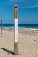 Historical Marker showing the original location for the Cape Hatteras Lighthouse, moved to its new...