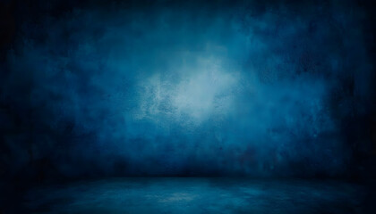 dark blue background texture with black vignette in old vintage textured border design dark elegant teal color wall with light spotlight center