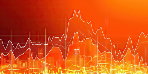 Stock Market Performance Chart in Vibrant Orange - A vibrant orange chart depicting stock market performance, conveying energy and growth.