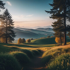 Fototapeta premium sunset in the mountains