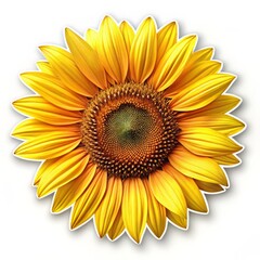 Fototapeta premium Close-up of a Vibrant Sunflower with Paper Cutout Effect, isolated on White, flower, bloom, sunflower