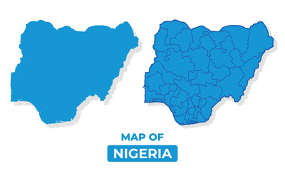 Vector Nigeria map set simple flat illustration with borders of regions