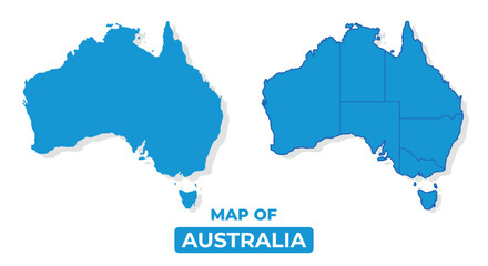 Vector Australia map set simple flat illustration with borders of regions