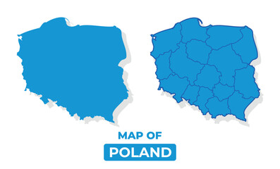 Vector Poland map set simple flat illustration with borders of regions