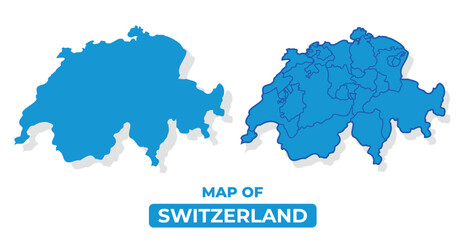 Vector Switzerland map set simple flat illustration with borders of regions