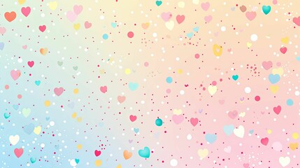 Pastel Hearts and Dots on a Gradient Background