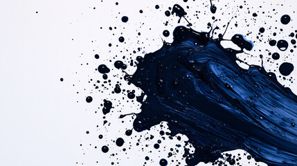 Obraz premium Dynamic splash of dark blue paint on a white background, creating an artistic and bold visual impact for creative projects.