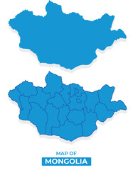 Obraz premium Vector Mongolia map set simple flat illustration with borders of regions