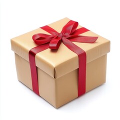 Elegant gift box adorned with a vibrant red ribbon, showcasing meticulous wrapping and a festive charm, perfect for special occasions.