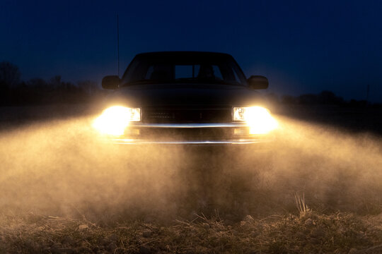 Pickup truck in blue hour.