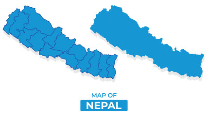 Obraz premium Vector Nepal map set simple flat illustration with borders of regions