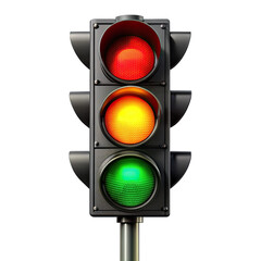 A traffic light with a green light on top, followed by a yellow light, and a red light at the bottom