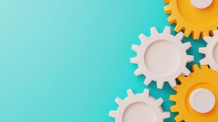 Performance optimization, gears aligning and turning faster, illustration