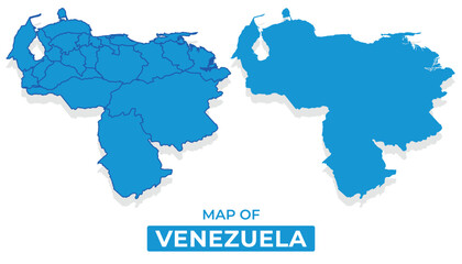 Fototapeta premium Vector Venezuela map set simple flat illustration with borders of regions