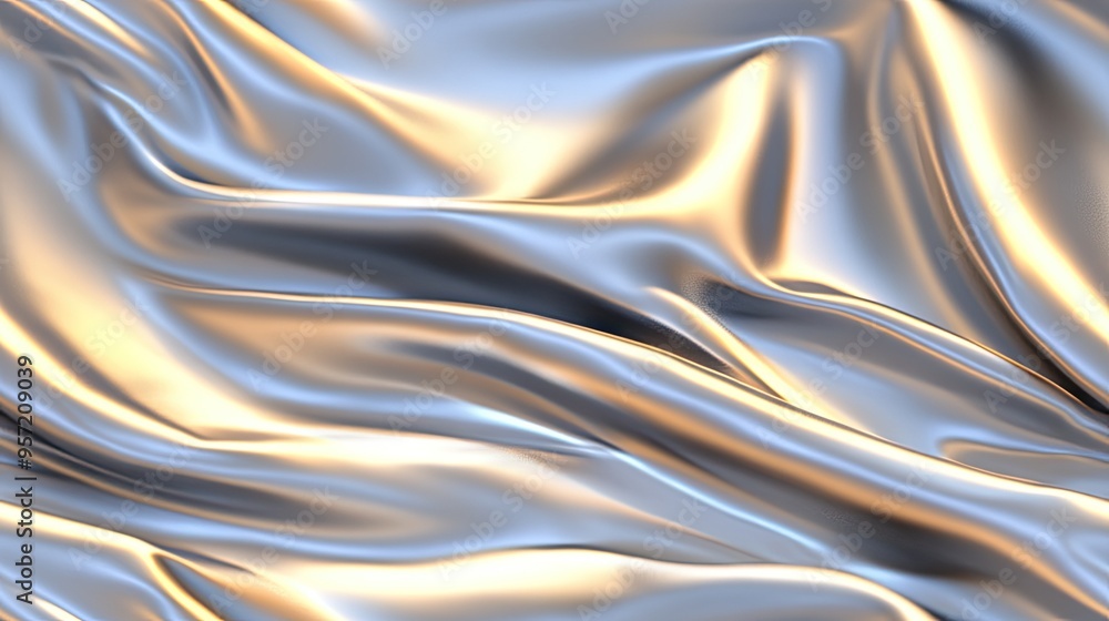 Poster delicate soft blue waves embody a gentle flow, enhanced by warm golden light, presenting an abstract