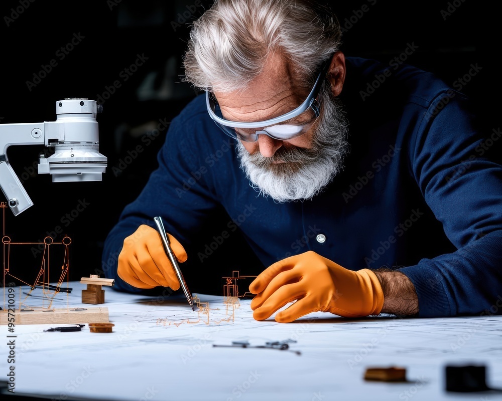 Poster a project leader overseeing a modeling project, ensuring all measurements are accurate and reliable