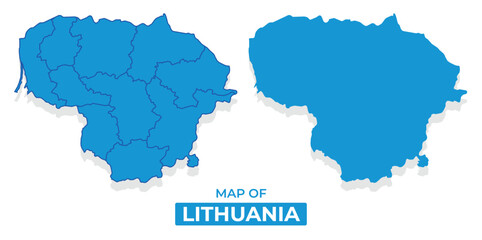 Fototapeta premium Vector Lithuania map set simple flat illustration with borders of regions