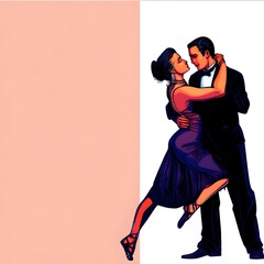 A couple of dancers dancing a tango