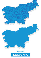 Vector Slovenia map set simple flat illustration with borders of regions