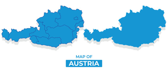 Vector Austria map set simple flat illustration with borders of regions