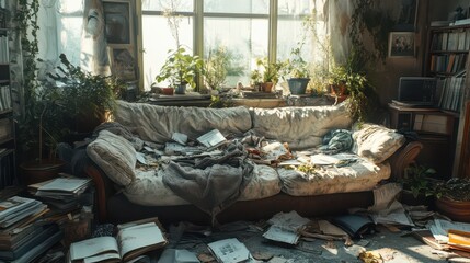 Neglected Living Room in a State of Disarray