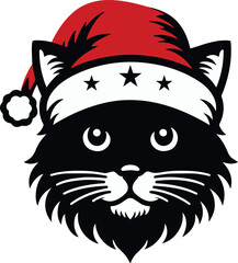 Merry Christmas-Santa-Cute cats silhouette vector